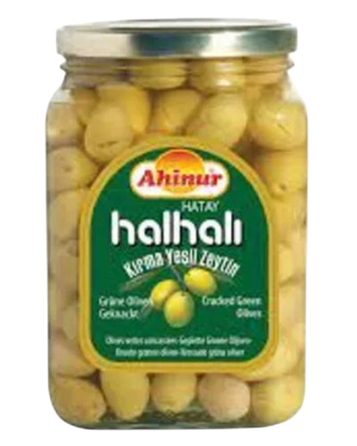 Grønne oliven knust med sten halhali 1600g